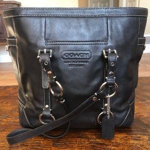 Coach black leather shoulder bag
